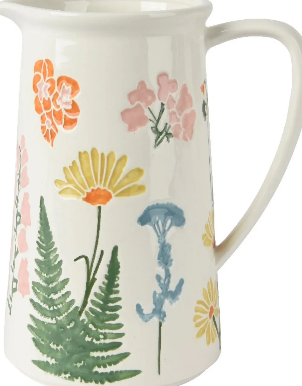 Online Decoris Krug weiß mit Blumen 20 x 14 x 24 cm Vasen & Krüge|Blumentöpfe & Pflanzgefäße