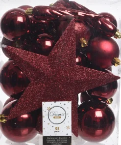 New Decoris Weihnachtsbaumschmuck Marilene dunkelrot 33 St. Weihnachtskugeln & -Anhänger|Weihnachtsbaumspitzen