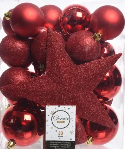 Outlet Decoris Weihnachtsbaumschmuck Marilene rot 33 St. Weihnachtskugeln & -Anhänger|Weihnachtsbaumspitzen
