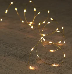 Sale Drahtlichterkette gold 1 m mit 20 LEDs warmweiß Mini- & Drahtlichterketten