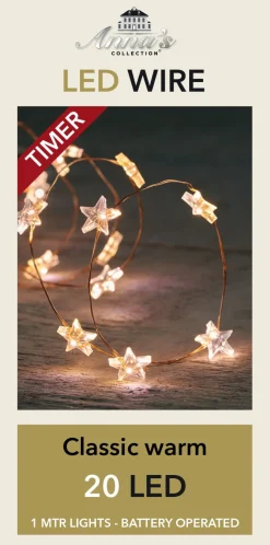 Drahtlichterkette kupfer mit sterren LED 1 m warmweiß Mini- & Drahtlichterketten