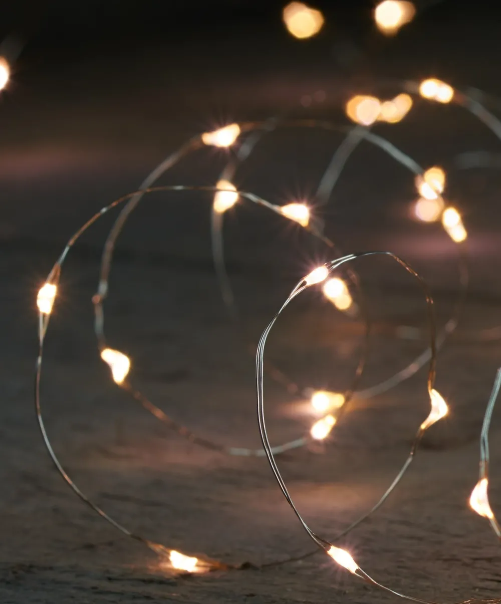 Discount Drahtlichterkette silber 2 m innen mit 40 LEDs inkl. Timer warmweiß Mini- & Drahtlichterketten