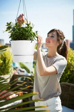 Elho Hängetopf Greenville weiß D 23,9 H 20,3 cm Blumenampeln & Hängetöpfe|Blumentöpfe & Pflanzgefäße