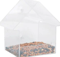 Esschert Design Fenster-Vogelfutterhaus transparent 15,7 x 10,8 x 17 cm Gartenvögel|Vogelfutterhäuser