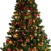 Clearance Everlands künstlicher Weihnachtsbaum Imperial rot / gold D 137 H 210 cm mit 380 LEDs Künstliche Weihnachtsbäume