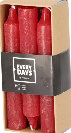 New Everydays by Stabkerzen Rustic rot 6 Std. 6 St. Stabkerzen
