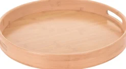 New Excellent Houseware Tablett Bambus D 40 cm H 5 cm Servieren