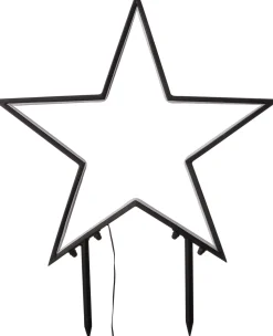 Gartenstecker Stern mit Timer schwarz warmweiß 53 x 3 56 cm Weihnachtsfiguren (Außen)