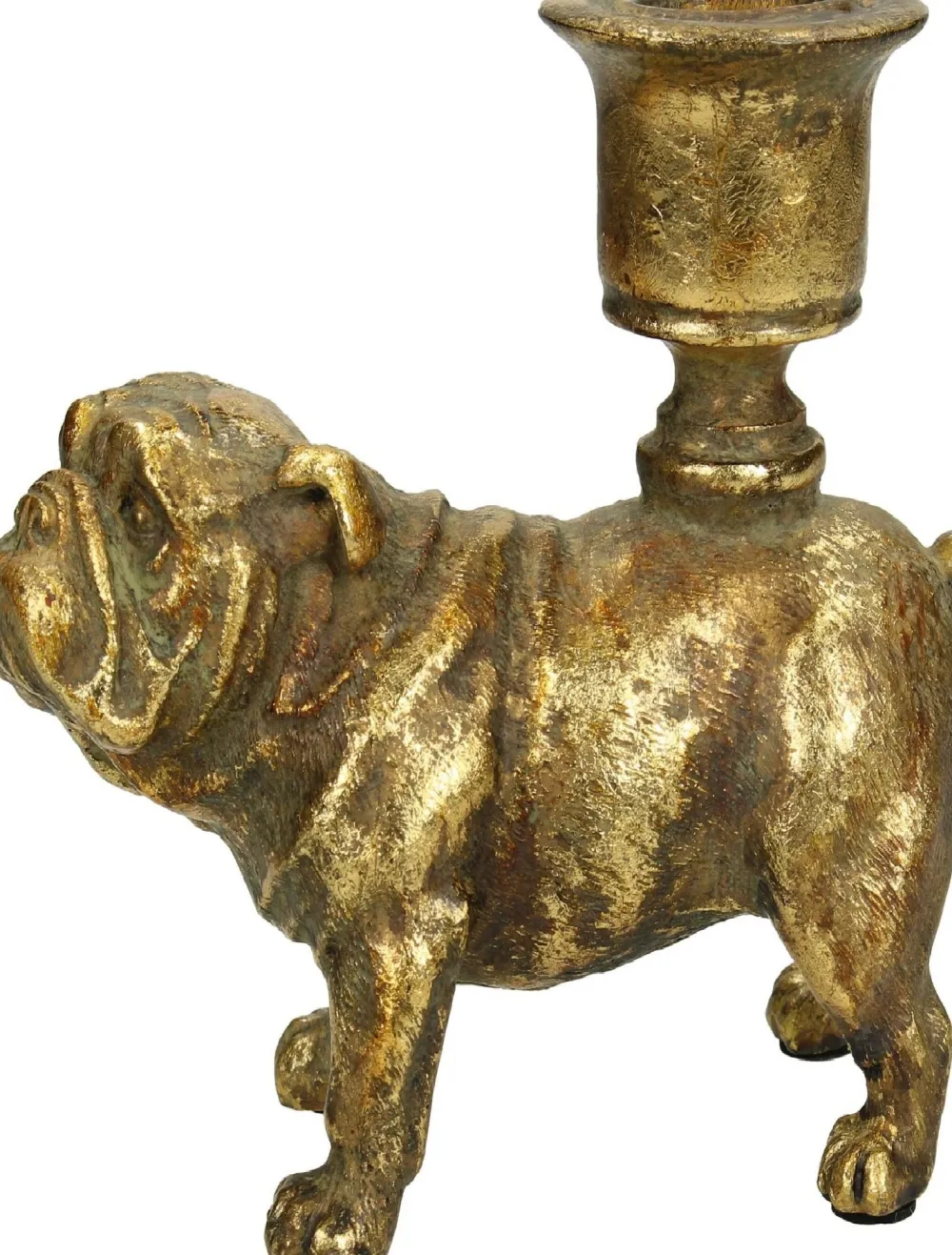 New HD Collection Kerzenständer Hund gold 12 x 6,5 x 11,2 cm Kerzenständer