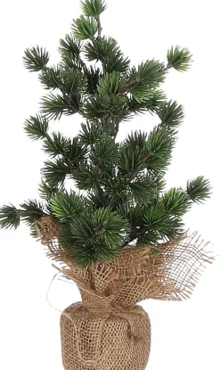 Hot House of Seasons Künstlicher Weihnachtsbaum mit Jute-Fuß D 17 H 34 cm mit 10 LEDs warmweiß Künstliche Weihnachtsbäume