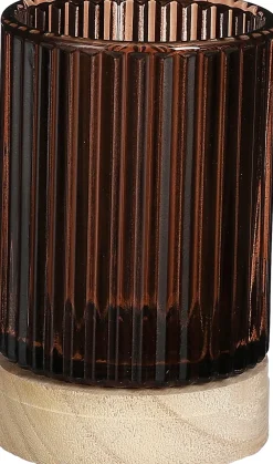 Discount House of Seasons Teelichthalter Cala braun D 8,5 H 13,5 cm Teelichthalter