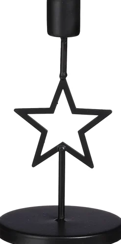 Clearance House of Seasons Kerzenständer schwarz D 9 H 17 cm Kerzenständer