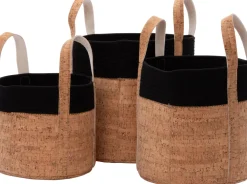 Discount Aufbewahrungskorb Xue schwarz / Kork D 25 H 25 cm Aufbewahrung