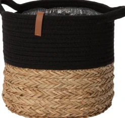 New Aufbewahrungskorb Floro natur / schwarz D 26 H 24 cm Aufbewahrung