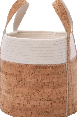 Aufbewahrungskorb Julan weiß / Kork D 25 H 25 cm Aufbewahrung