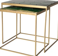 Discount Beistelltisch Silka grün / gold 45 x 40 x 45 cm Beistelltische|Beistelltische