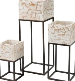 Hot Blumenkasten Kyra mit Ständer weiß / Holz 22 x 22 x 54 cm Blumentöpfe|Blumentöpfe & Pflanzgefäße