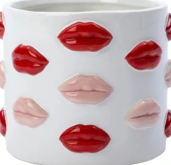 Discount Blumentopf Lip weiß / rot D 15 H 11 cm Blumentöpfe & Pflanzgefäße|Blumentöpfe