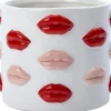 Hot Blumentopf Lip weiß / rot D 17 H 14 cm Blumentöpfe & Pflanzgefäße|Blumentöpfe