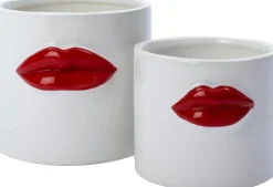 Hot Blumentopf Lip weiß / rot D 14 H 13 cm Blumentöpfe & Pflanzgefäße|Blumentöpfe