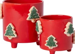 Online Blumentopf mit Füßen Jiya Weihnachtsbaum rot D 13 H 11 cm Blumentöpfe & Pflanzgefäße|Blumentöpfe