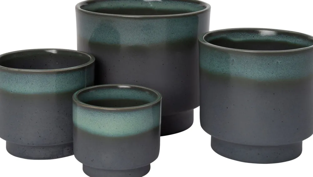 Hot Blumentopf mit Fuß Tilda grau / grün D 20 H 19,5 cm Blumentöpfe|Blumentöpfe & Pflanzgefäße