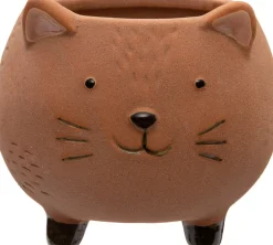 Clearance Blumentopf mit Füßen Katze D 10 cm H 7,5 cm braun Blumentöpfe & Pflanzgefäße|Blumentöpfe