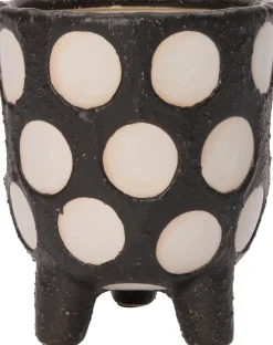 Outlet Blumentopf mit Füßen Pygros schwarz / beige D 10,5 H 12 cm Blumentöpfe & Pflanzgefäße|Blumentöpfe
