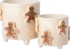 Outlet Blumentopf mit Füßen Jiya Lebkuchenmann creme D 16 H 15 cm Blumentöpfe|Blumentöpfe & Pflanzgefäße