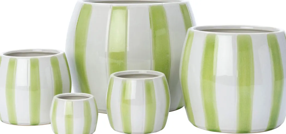 Hot Blumentopf mit Fuß Adora weiß/grün D 8,8 H 6,5 cm Blumentöpfe & Pflanzgefäße|Blumentöpfe