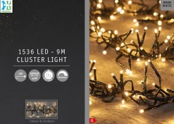 Hot Cluster-Lichterkette 9 m 1536 LED Lämpchen warmweiß Weihnachtsbaumbeleuchtung