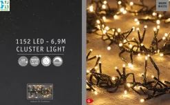 Cluster-Lichterkette 6,9 m 1152 LED Lämpchen warmweiß Weihnachtsbaumbeleuchtung