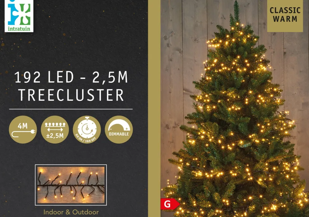 Discount Cluster-Lichterkette 2,5 m mit 192 LED Lämpchen klassisch warm Weihnachtsbaumbeleuchtung