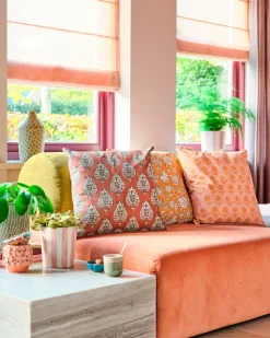 Best Dekokissen Hanoi orange/weiß 45 x 45 cm Kissen|Dekokissen