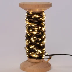 Hot Drahtlichterkette schwarz auf Rolle mit 200 Lämpchen warmweiß D 7,5 H 15 cm Mini- & Drahtlichterketten