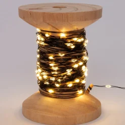 Sale Drahtlichterkette schwarz auf Rolle mit 100 Lämpchen warmweiß D 7 H 9,5 cm Mini- & Drahtlichterketten