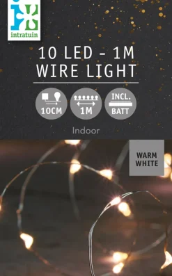 Discount Drahtlichterkette silber 1 m innen mit 10 LEDs warmweiß Mini- & Drahtlichterketten