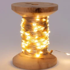 Clearance Drahtlichterkette silber auf Rolle mit 100 Lämpchen warmweiß D 7 H 9,5 cm Mini- & Drahtlichterketten