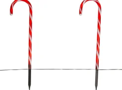 Online Gartenstecker Zuckerstange mit Timer rot/weiß 13 x 2 x 53 cm 4 St. Weihnachtsfiguren (Außen)