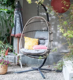 Sale Hängesessel mit Gestell klappbar Pax grau Gartenstühle|Hängesessel