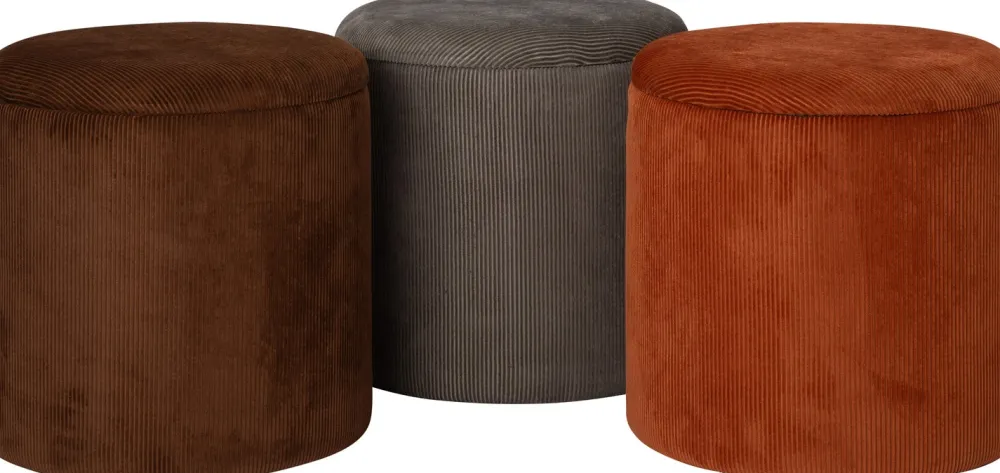 Hocker mit Stauraum Ribbel grau D 40 H 40 cm Poufs