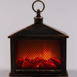 Outlet Kamin schwarz / gold 21 x 10,5 x 24 cm Weihnachtsleuchten