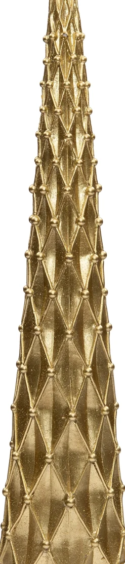 Sale Kerze Kegel mit Rauten gold D 6 H 30 cm Stumpenkerzen