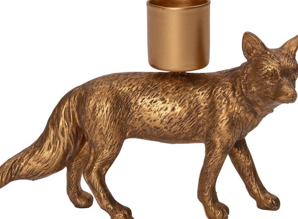 Discount Kerzenständer Fuchs 11 x 3 x 8,5 cm gold Kerzenständer