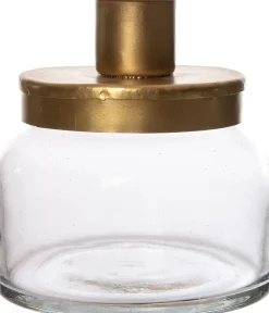 Outlet Kerzenständer mit Glasgefäß gold D 8 H 10 cm Kerzenständer