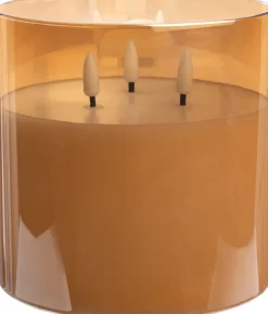 LED Kerze im Glas gold D 15 H 15 cm Led Kerzen