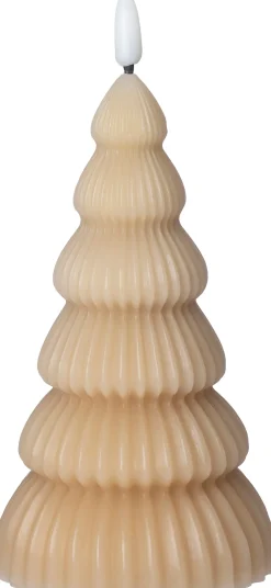 LED Stumpenkerze Weihnachtsbaum Juna hellbraun D 8,5 H 17,5 cm Led Kerzen