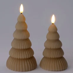 LED Stumpenkerze Weihnachtsbaum Juna hellbraun D 8,5 H 17,5 cm Led Kerzen