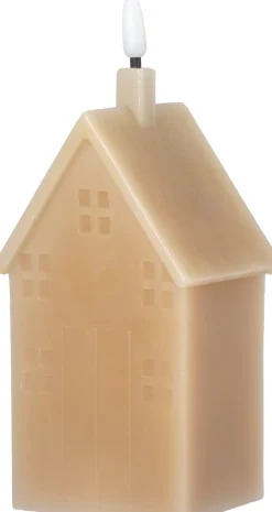 Outlet LED Stumpenkerze Haus Tebi hellbraun 8 x 8 x 14,5 cm Led Kerzen