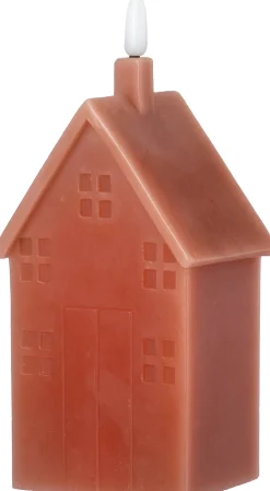 Best LED Stumpenkerze Haus Tebi dunkelbraun 7,5 x 7,5 x 17,5 cm Led Kerzen